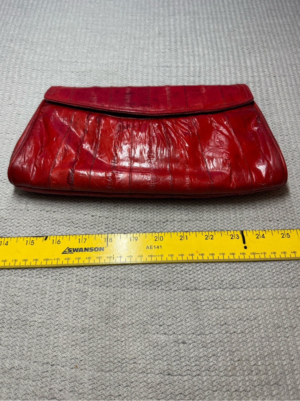 Elegant Red Eel Leather Foldover Clutch
